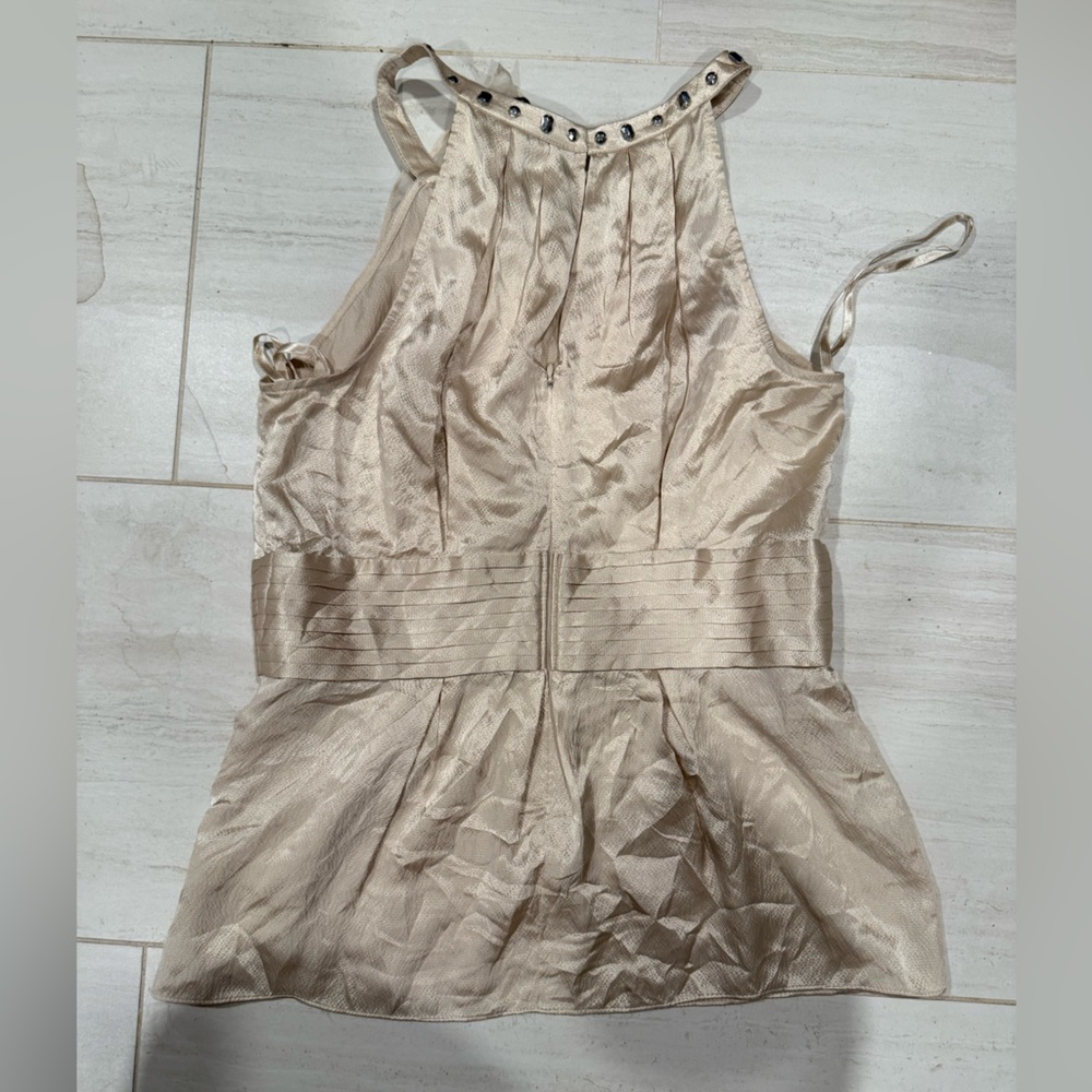 White House Black Market Champagne Satin‎ Sleeveless top size 6